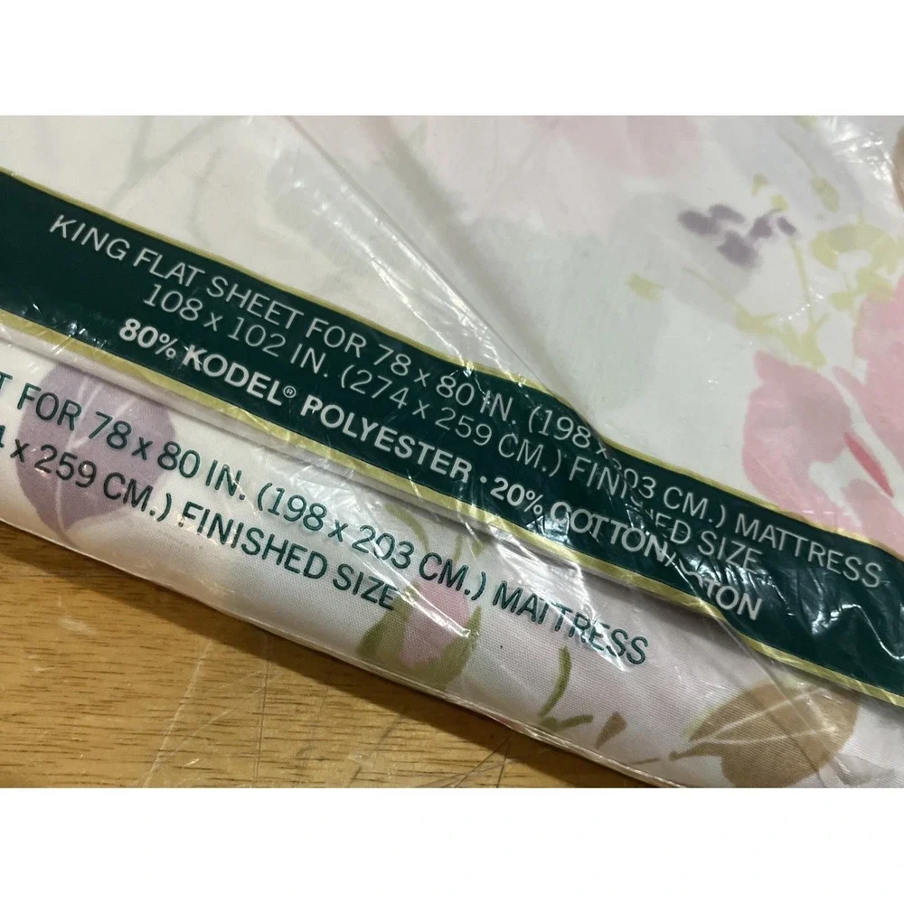 Vtg Springmaid Tranquility King Flat Sheet Rosewater Cottagecore Floral‎ Country